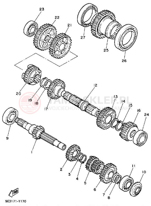 Schemat "Skrzynia biegów " do Yamaha VIRAGO 1100 XV1100AC/XV1100A