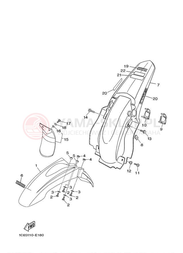 Schemat "błotnik" do Yamaha TT-R230 TTR230W