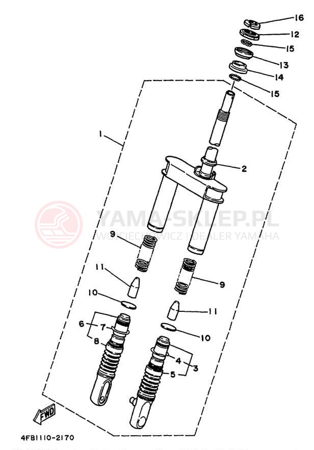 Schemat "Amortyzatory przód" do Yamaha JOG CY50M
