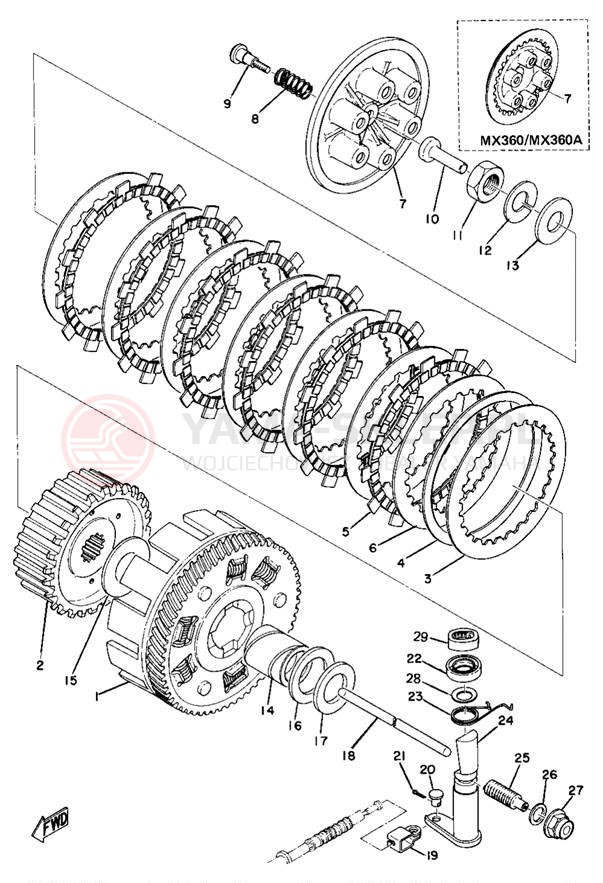 Schemat "sprzęgło" do Yamaha MX360A/MX250A