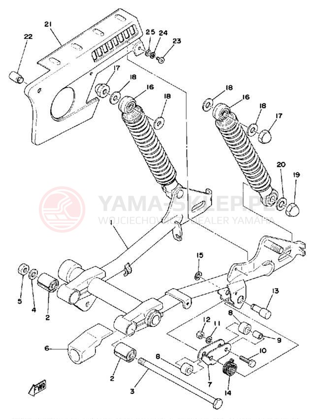 Schemat "Wahacz, osłona łańcucha" do Yamaha LB50PF