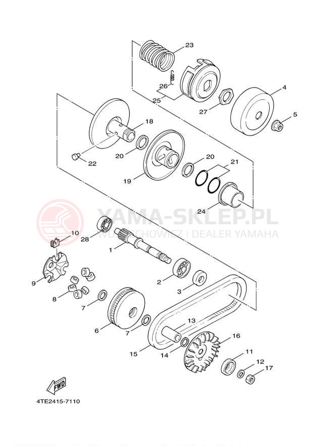Schemat "sprzęgło" do Yamaha VINO 125 YJ125YR/YJ125YS