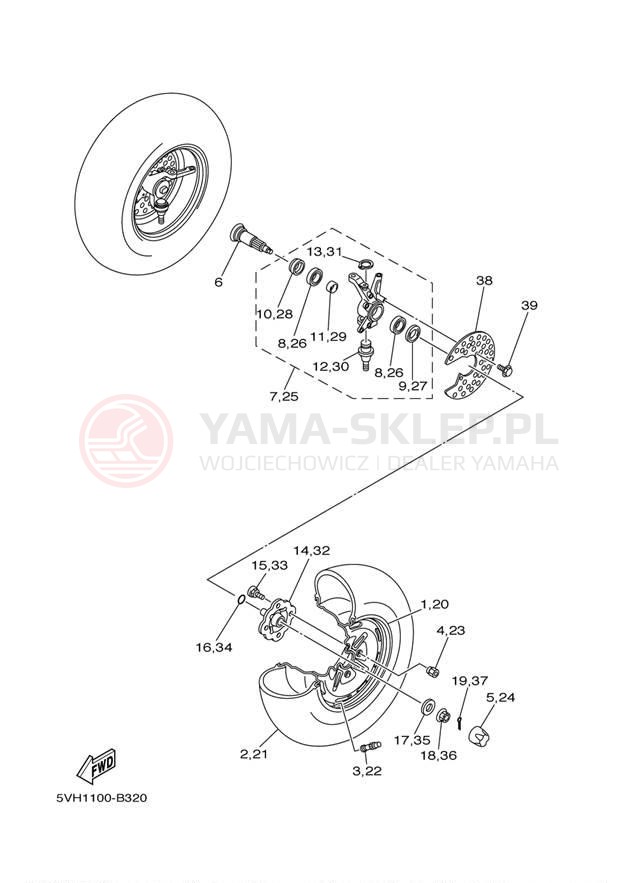Schemat "Koło przód" do Yamaha GRIZZLY 350 2WD YFM35GW