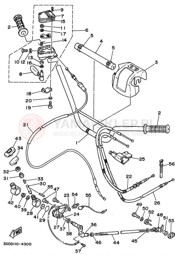 Schemat "Kierownica i osprzęt" do Yamaha WARRIOR YFM350XF