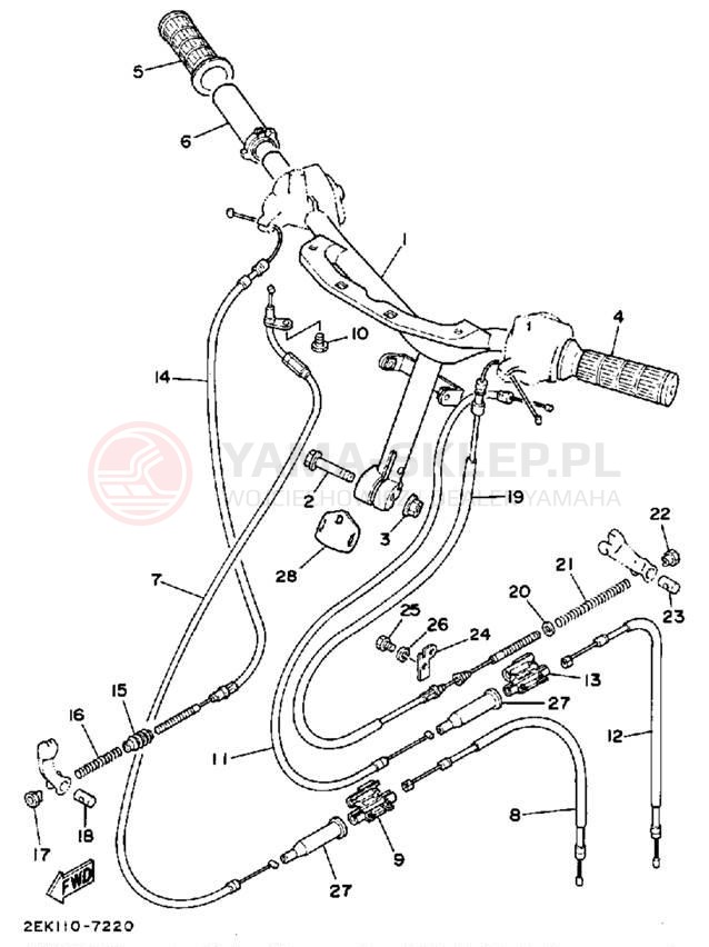 Schemat "Kierownica i osprzęt" do Yamaha SH50EMT/SH50T