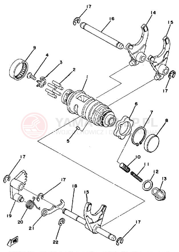 Schemat "Wodziki, automat" do Yamaha DT250E/DT400E