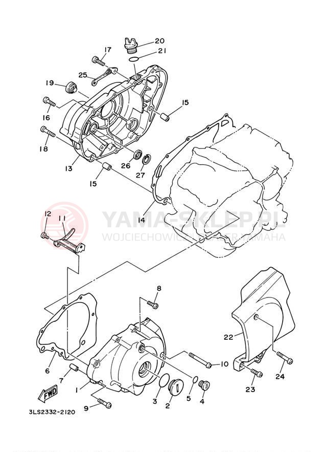 Schemat "Pokrywa silnika" do Yamaha VIRAGO 250 XV250R/XV250RC
