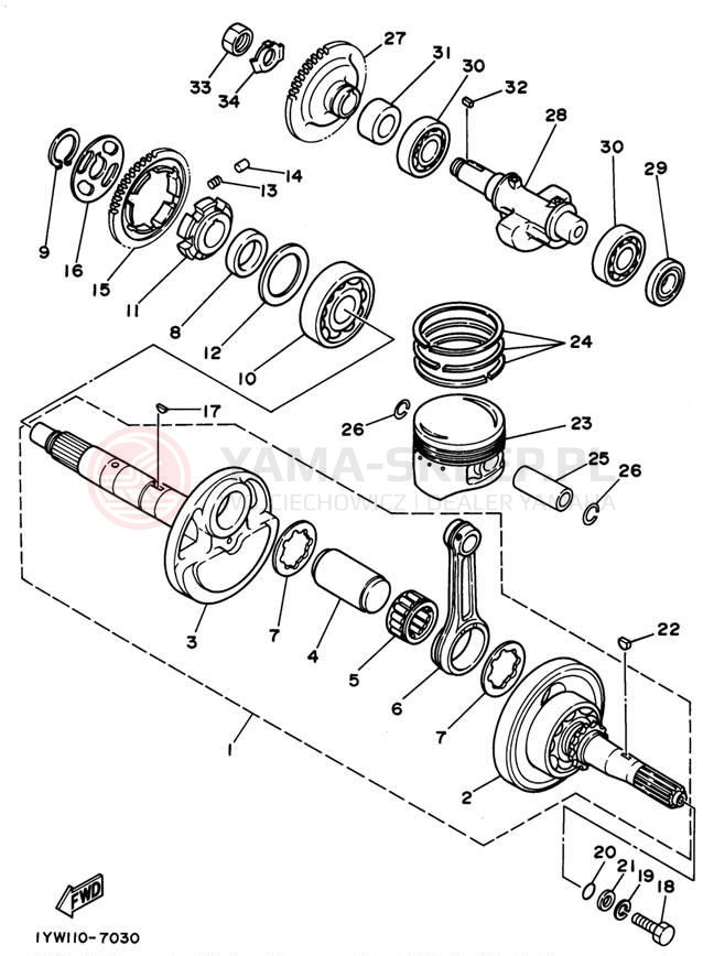 Schemat "Wał korbowy, tłok" do Yamaha BIG BEAR 4WD YFM350FWG
