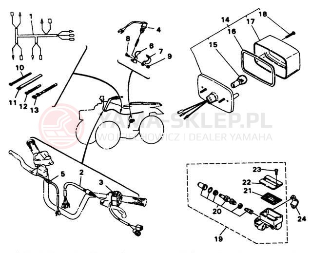 Schemat "Oświetlenie tył" do Yamaha KODIAK 4WD YFM400FWK