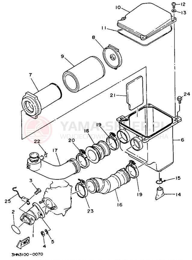Schemat "Filtr powietrza" do Yamaha BIG BEAR 4WD YFM350FWE