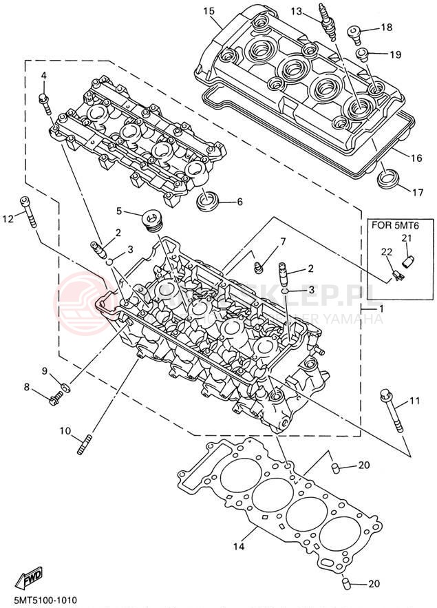 Schemat "cylinder" do Yamaha YZFR6 YZFR6NC/YZFR6N