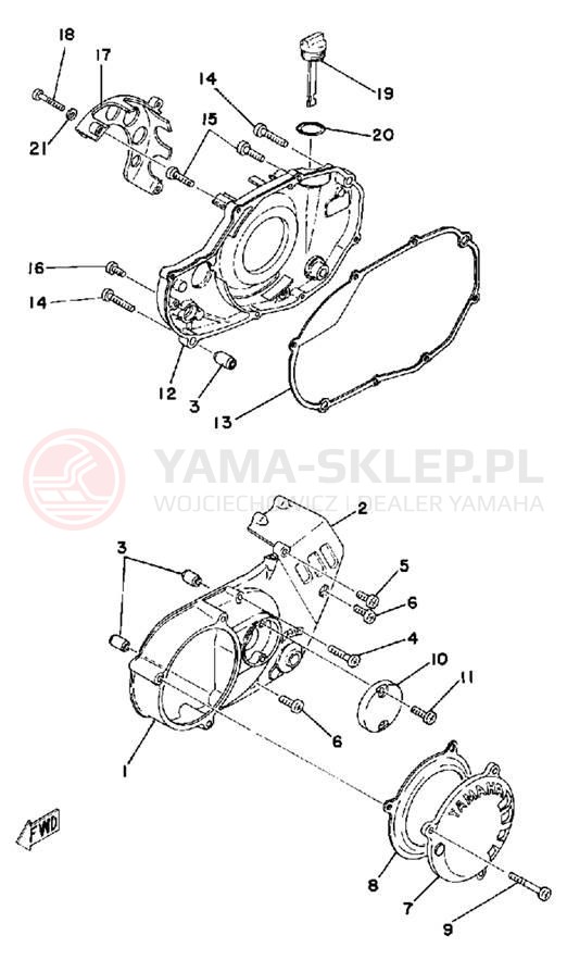 Schemat "Pokrywa silnika" do Yamaha TZ250F