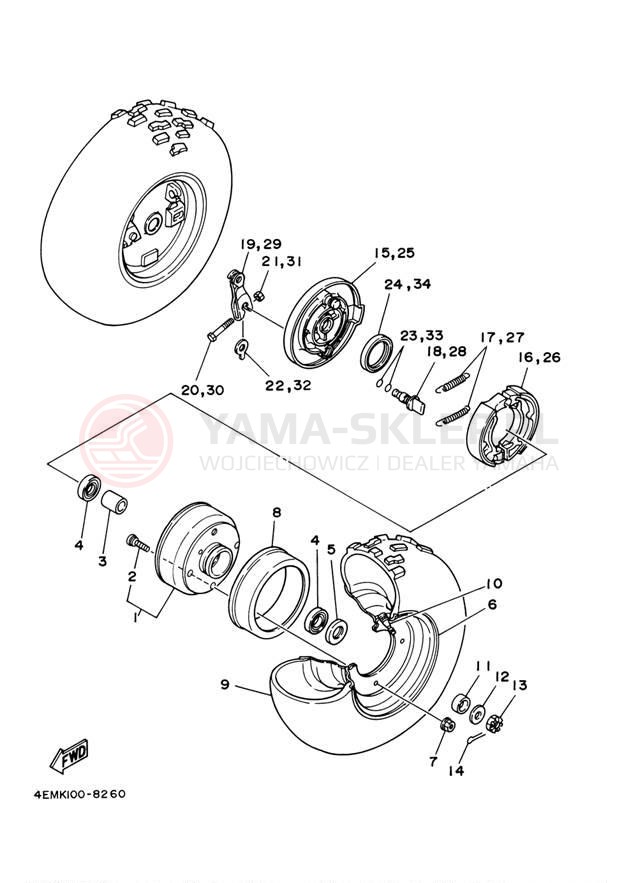Schemat "Koło przód" do Yamaha RAPTOR 80 YFM80WP