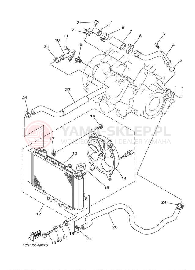 Schemat "Układ chlodzenia" do Yamaha GRIZZLY 450 EPS 4WD YFM45FGPAL