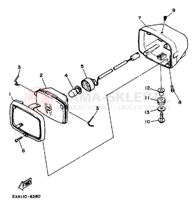 Schemat "Lampa przód" do Yamaha WARRIOR YFM350XW