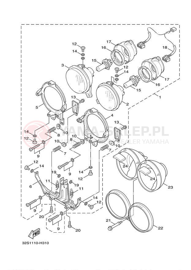 Schemat "Lampa przód" do Yamaha ZUMA 125 YW125EO/YW125EGY