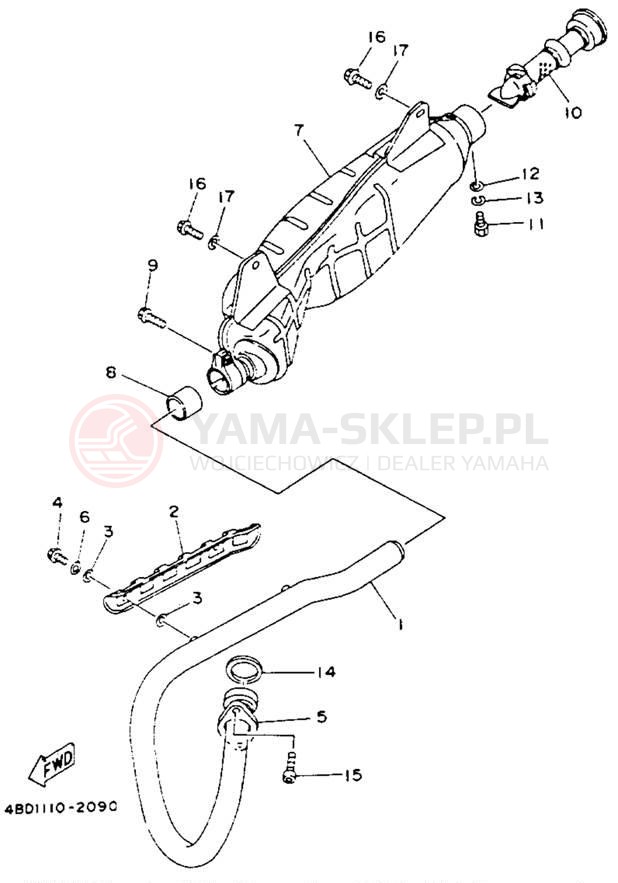 Schemat "Wydech końcowy" do Yamaha TIMBERWOLF 2WD YFB250E