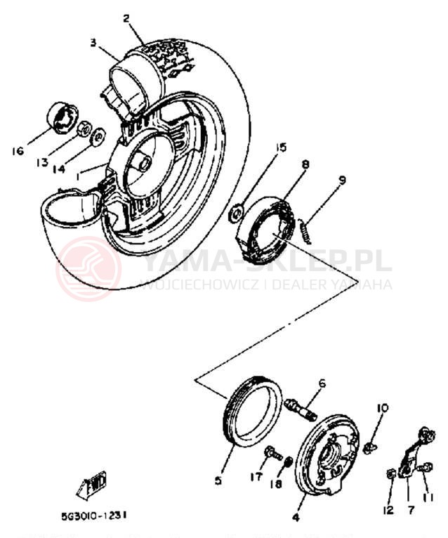 Schemat "Koło tył" do Yamaha CV80K