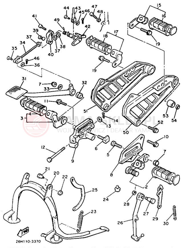Schemat "Stopka postojowa i podnóżki" do Yamaha XVZ12TK