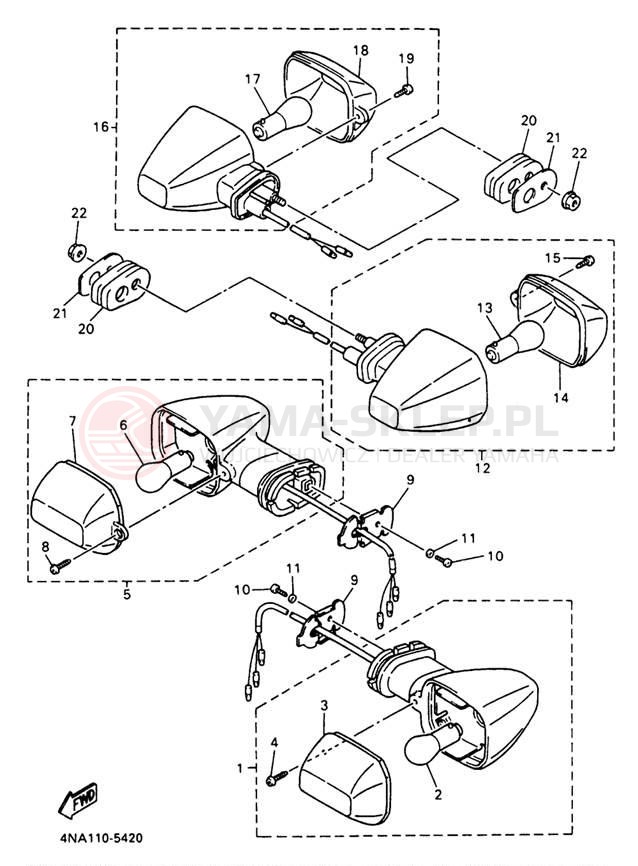 Schemat "kierunkowskazy" do Yamaha YZF600RJC/YZF600RJ
