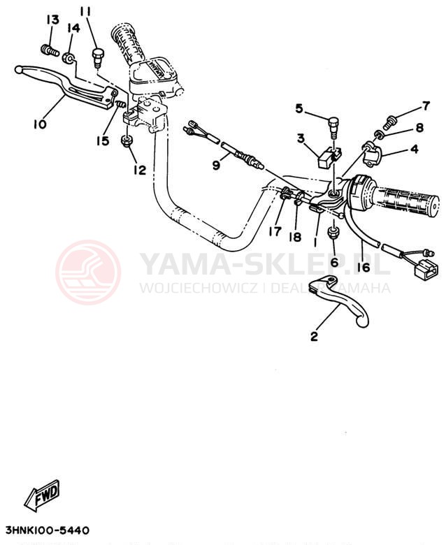 Schemat "Kierownica i osprzęt" do Yamaha BIG BEAR 4WD YFM350FWG
