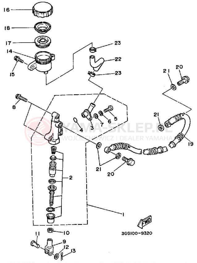 Schemat "Pompa hamulcowa tył" do Yamaha BANSHEE YFZ350B_MN