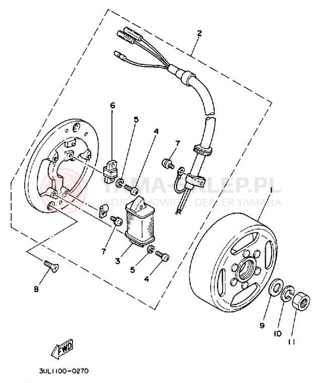 Schemat "prądnica" do Yamaha RT100D