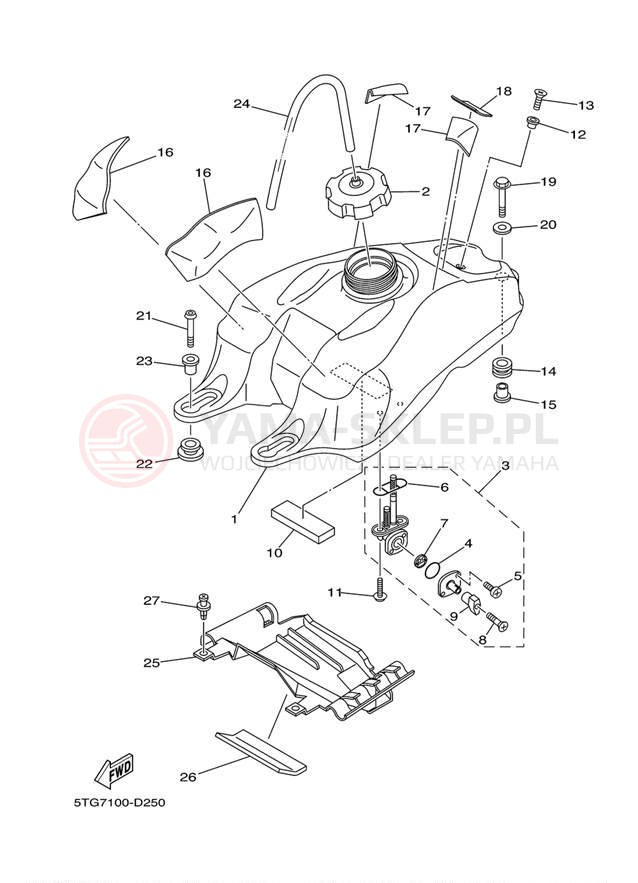 Schemat "zbiornik paliwa" do Yamaha YFZ450 YFZ450YL/YFZ450YW