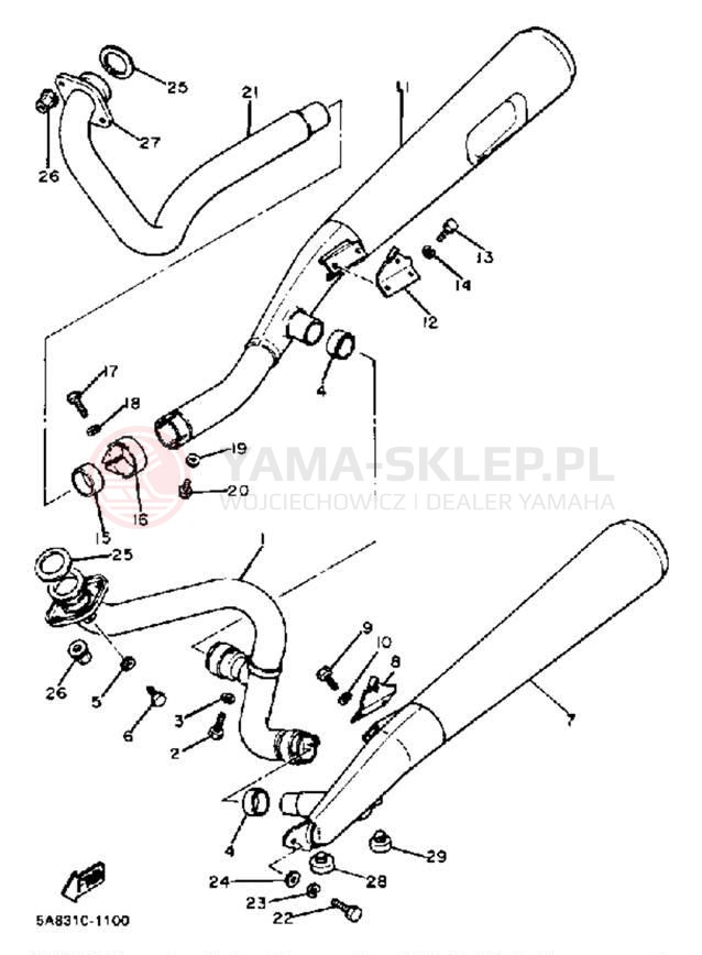 Schemat "Wydech końcowy" do Yamaha XV920RJ