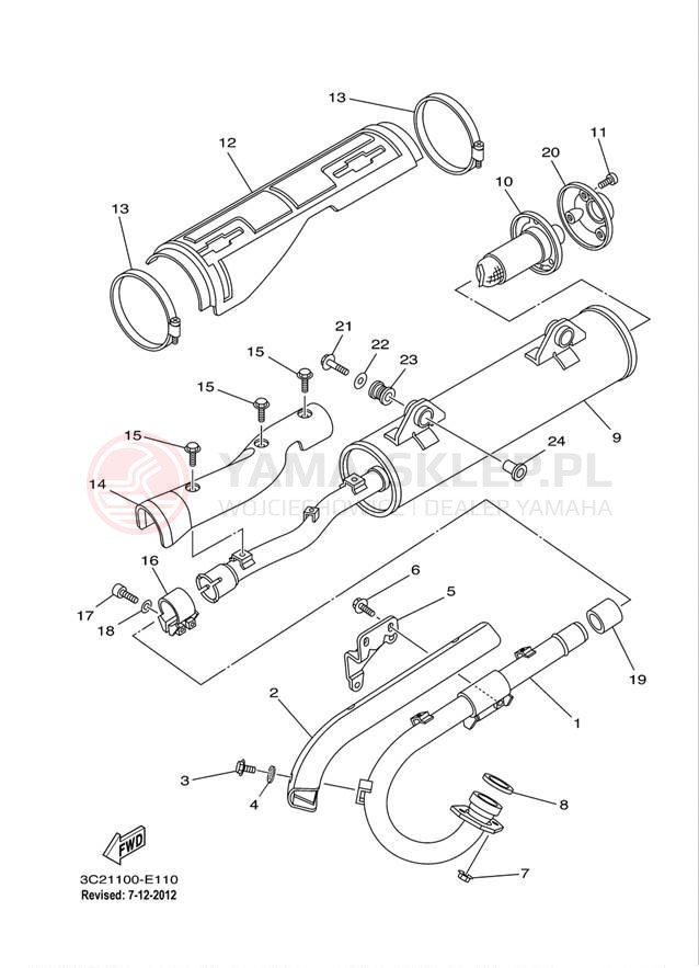 Schemat "Wydech końcowy" do Yamaha WOLVERINE 450 4WD YFM45FXYL