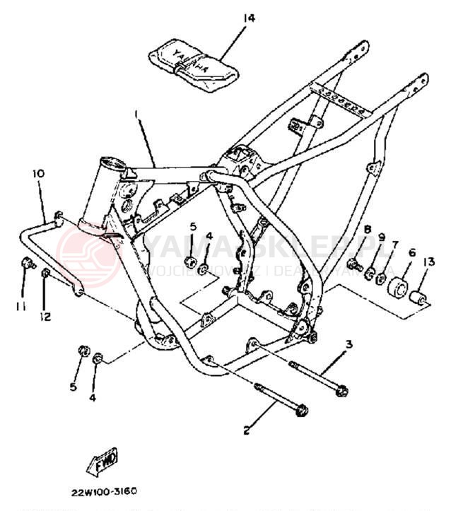 Schemat "rama" do Yamaha YZ80 YZ80K