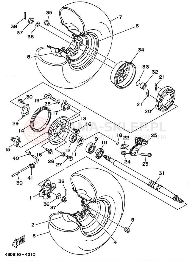 Schemat "Koło tył" do Yamaha YFB250FWF