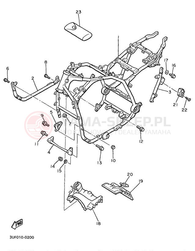 Schemat "rama" do Yamaha V-MAX 1200 VMX12KC/VMX12K