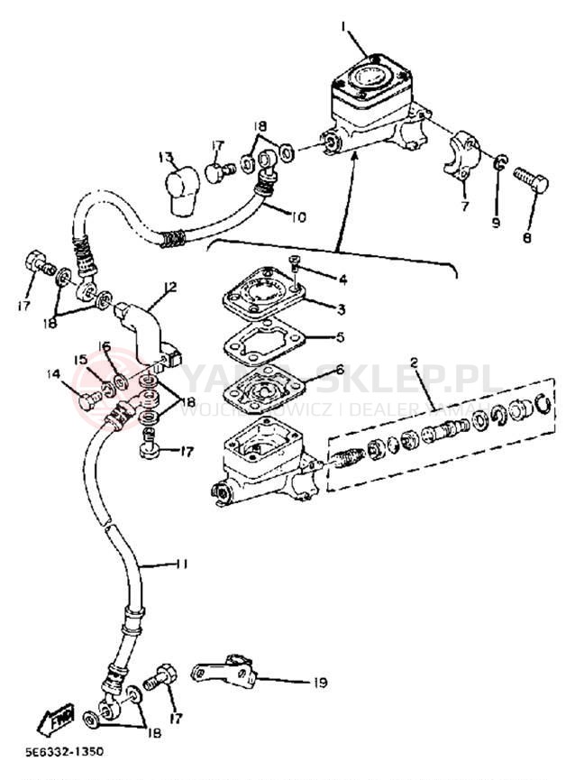 Schemat "Pompa hamulcowa przednia" do Yamaha XS650SJ
