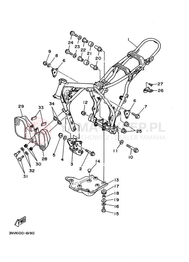 Schemat "rama" do Yamaha XT350 XT350M/XT350MC