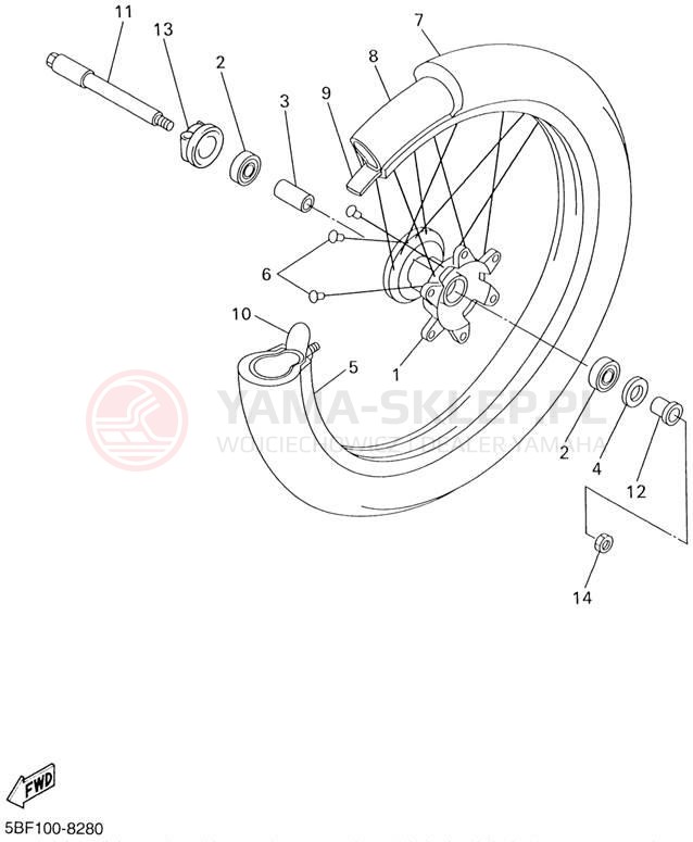 Schemat "Koło przód" do Yamaha WR400F WR400FL