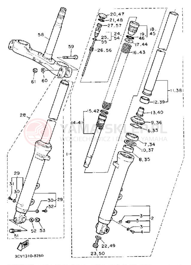 Schemat "Amortyzatory przód" do Yamaha FJ1200A/FJ1200AC