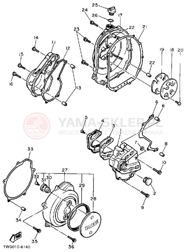 Schemat "Pokrywa silnika" do Yamaha FZR400A