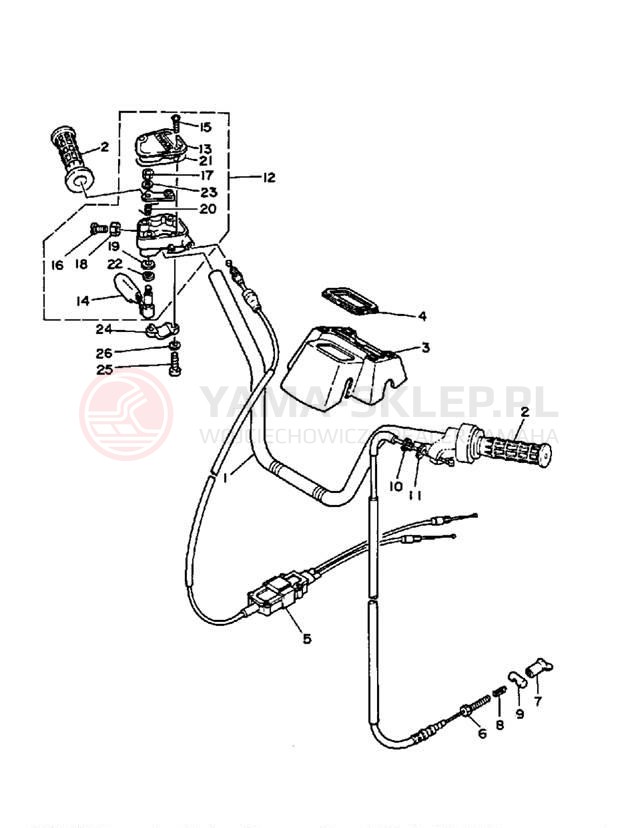 Schemat "Kierownica i osprzęt" do Yamaha BIG BEAR 4WD YFM350FWB_