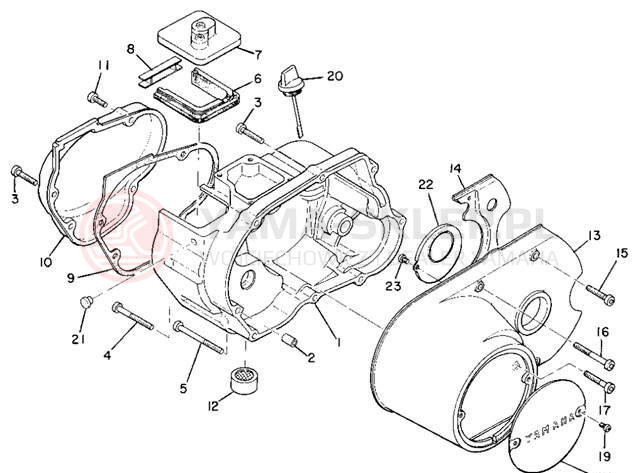 Schemat "Pokrywa silnika" do Yamaha L5T