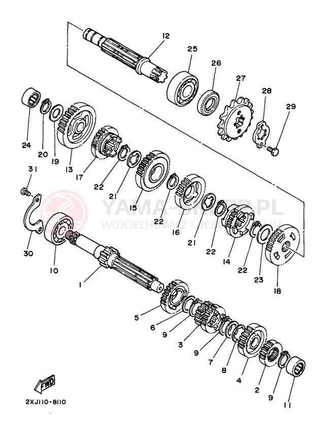 Schemat "Skrzynia biegów " do Yamaha BLASTER YFS200J_MN