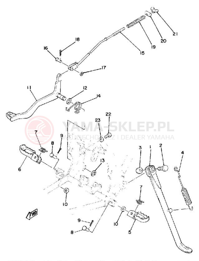 Schemat "Stopka postoj., dźw. Hamulca tył" do Yamaha MX175F