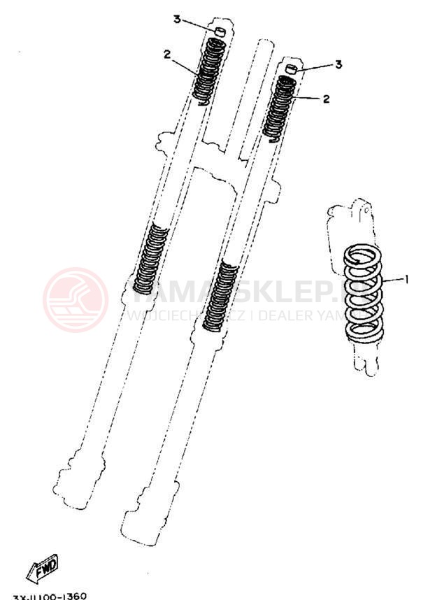 Schemat "Zawieszenie przód" do Yamaha YZ125D1