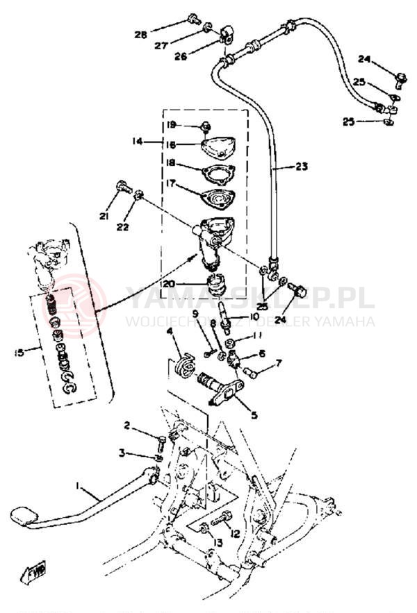 Schemat "Dźwignia hamulca tylnego" do Yamaha XS400F