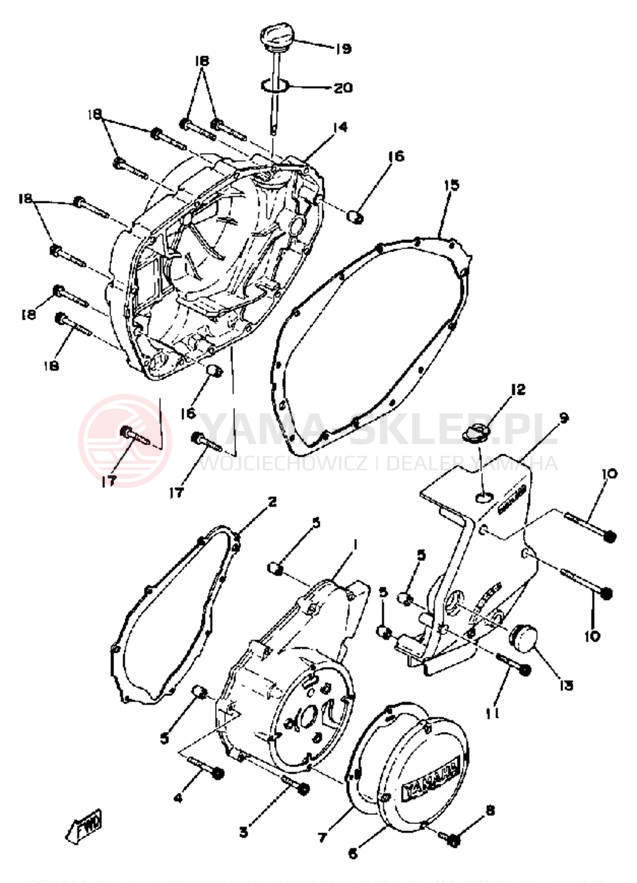 Schemat "Pokrywa silnika" do Yamaha XS360C