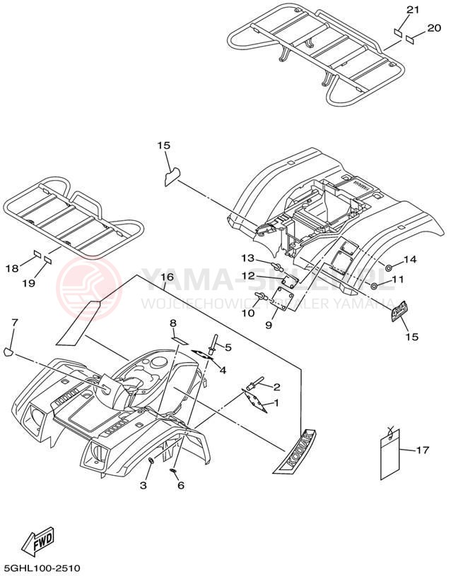 Schemat "naklejki" do Yamaha KODIAK 4WD HUNTER YFM400FAHP