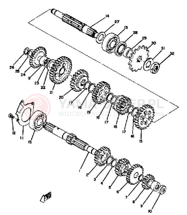 Schemat "Skrzynia biegów " do Yamaha CT1