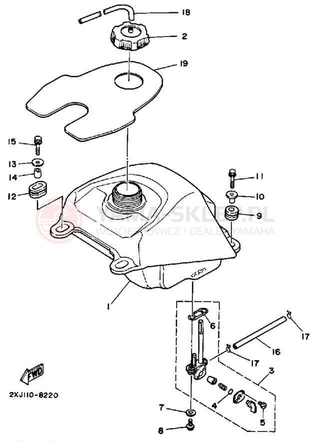 Schemat "zbiornik paliwa" do Yamaha BLASTER YFS200A