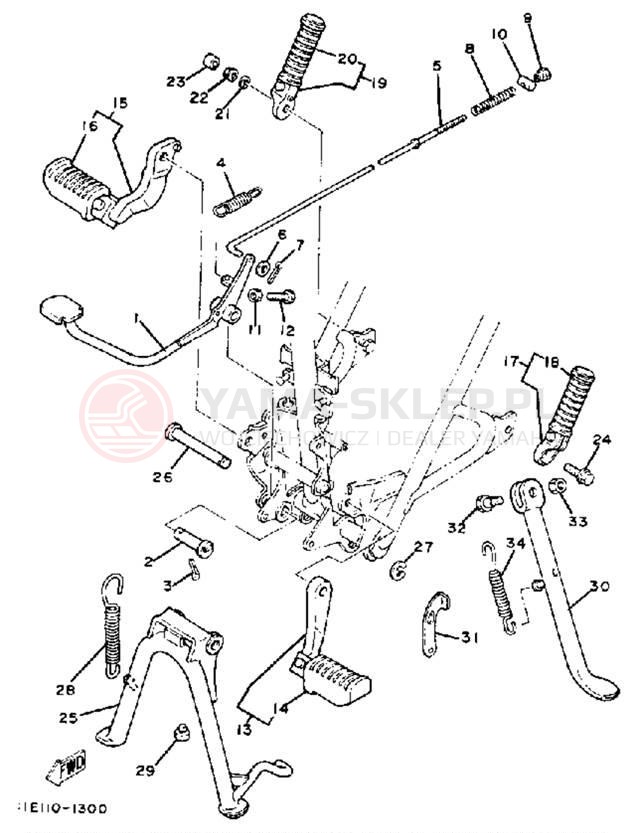 Schemat "Stopka postojowa i podnóżki" do Yamaha SR185J