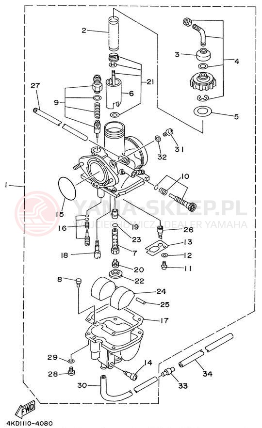 Schemat "Gaźnik" do Yamaha TIMBERWOLF 4WD YFB250FWK